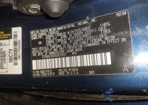 2005 Toyota Sienna Le z USA, uszkodzony, nr VIN 5TDBA23C05S032457